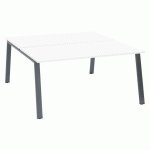 PÔLE 2 BUREAUX ECLA BLANC L 160 X P 80 CM PIÈTEMENT MÉTAL FINITION ANTHRACITE