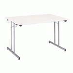 TABLE PLIANTE MULTI-USAGES L 120 X P 80 CM BLANC / PIED ALUMINIUM