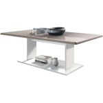 TABLE DE SALON TABLE BASSE D'APPOINT MONO BLANC, HAUTE BRILLANCE & TONS NATURELS - DESSUS EN GRIS SABLE HAUTE BRILLANCE - DESSUS EN GRIS SABLE HAUTE