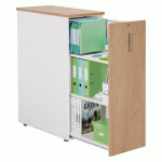 CAISSON TOWER BOIS H114 CM À OUVERTURE LATÉRALE BLANC-CHÊNE