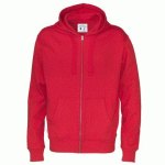 COTTOVER SWEATSHIRT À CAPUCHE FULL ZIP HOMME - CERTIFIÉ GOTS ROUGE - TAILLE XXL