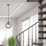 EMIBIG LIGHTING SUSPENSION GLASSY, NOIR, GRAPHITE, VERRE, Ø 14 CM, E14