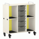 MEUBLE BAS SHIFT+ LANDSCAPE MÉLA POUR CARTABLES 4 CASES BLANC GRIS - VERT CLAIR - MANUTAN COLLECTIVITÉS