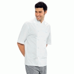 VESTE CHEF CUISINIER BLANCHE MANCHE COURTES ENRICA 100% COTON