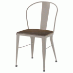 CHAISE TURIA ASS PIN VIEILLI FONCÉ - DOS/PIÈT ACIER TAUPE - JAYSO