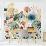 PAPIER PEINT INTISSÉ - WILD FLOWERS IN SUMMER I - MURAL CARRÉ DIMENSION HXL: 288CM X 288CM