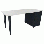 BUREAU EVIDENCE 160X80 BLANC CAISSON PORTEUR/PIED ANTHRACITE - VINCO