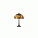 LUMINAIRE CENTER - LAMPE DE TABLE TIFFANY CLIO 2 AMPOULES ORANGE/BLEU 16 CM - BLEU