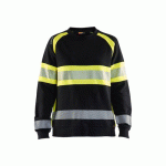 SWEAT HAUTE VISIBITÉ POUR FEMME NOIR ET ROUGE FLUO - BLAKLADER