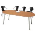 TABLE DIRECTION - CONGRES - OVALE -  MERISIER - PIEDS GRIS ALUMINIUM