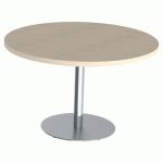 TABLE MENORCA Ø120 T6 ÉP. 40MM STRAT ABS ÉRABLE GOTL/CHROMÉ - MOBIDECOR
