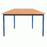 TABLE MODULAIRE DOMINO TRAPEZE - L. 120 X P. 60 CM - PLATEAU HETRE - PIEDS BLEUS