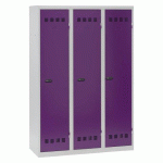 VESTIAIRE 3 COLONNES COLOR MONOBLOC INDUSTRIE SALISSANTE - A CODE - PRUNE