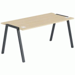 BUREAU GARY 180 X 70 CM PIED ANTHRACITE PLATEAU CHÊNE CLAIR - MBA