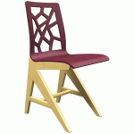 CHAISE IRISS AST COQUE BORDEAUX/HÊTRE NATUREL