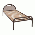 LIT TÊTE MÉTAL/PANNEAU BÉTON ALBA SOMMIER LATTE 80X200CM COLORIS BRUN GIVRÉ - MANUTAN COLLECTIVITÉS