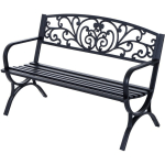 BANC DE JARDIN TERRASSE EN ACIER FONTE NOIR 3 PLACES 127 X 60 X 85 CM CHARGE MAX 250 KG - NOIR - OUTSUNNY