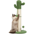 PAWZ ROAD - ARBRE A CHAT POTEAUX A GRIFFER POUR CHAT, POTEAU SISAL ARBRE A CHAT, JOUET POUR CHATS AVEC BALLE SUSPENDUE 87CM BLANC - BEIGE