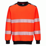 PORTWEST PW379 SWEAT À COL ROND PW3 HAUTE-VISIBILITÉ ROUGE/NOIR - TAILLE S