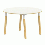 TABLE 4P INCL. MÉTAL/BOIS RONDE Ø 120 T6 STRAT ABS BLANC/ALU