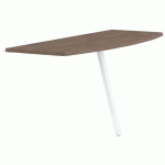 EXTENSION GALBÉE GARY POUR 2 BUREAUX 160 CM PIED BLANC PLT. NOYER - MBA