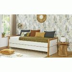 PACK LIT GIGOGNE HYPNOS + 2 MATELAS  BLANC ET BOIS 80X200 CM/OPT:MATELAS FEEVAH HR