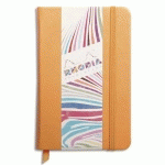 RHODIARAMA CARNET REMBORDÉ RIGIDE 9X14 CM 192 PAGES UNI PAPIER IVOIRE 90G FERMETURE ÉLASTIQUE - ORANGE - LOT DE 2