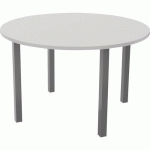 TABLE RÉUNION ARCHE Ø 120 CM 4 PIEDS GRIS CLAIR / ALU - BURONOMIC