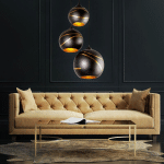 LAMPE SUSPENDUE BOULE DE VERRE PENDULE PLAFONNIER DORÉ SPOT DE SALON DANS UN ENSEMBLE COMPRENANT DES AMPOULES LED