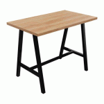 TABLE HAUTE SYNERGY L 140 X P 80 X H 107 CM PIED MÉTAL NOIR PLATEAU CHÊNE NATUREL