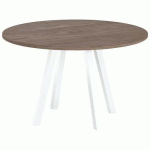 TABLE RÉUNION EVAN Ø 120 CM PIED BLANC PLATEAU NOYER - MBA