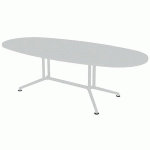 X2 TABLE DE RÉUNION PLATEAU OVALE L.240 BLANC PIEDS BLANC - QUADRIFOGLIO