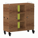 ARMOIRE BASSE SHIFT+ LANDSCAPE MÉLA. 9 CASES - 2 PORTES - NOYER - VERT CLAIR - MANUTAN COLLECTIVITÉS