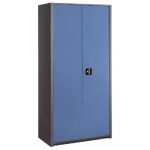 ARMOIRE MÉTAL CLASSTOUT - A PORTES BATTANTES - H. 180  X  L. 90 CM - CORPS ANTHRACITE - PORTES BLEU