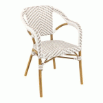 FAUTEUIL EXTÉRIEUR- ALU- TRESSAGE P E GRIS/ BLANC- MADELEINE