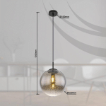 GLOBO SUSPENSION SAMOS, Ø 30 CM, GRIS FUMÉ/NOIR, VERRE
