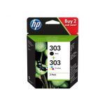 HP 303 - PACK DE 2 - COULEUR (CYAN, MAGENTA, JAUNE), NOIR PIGMENTÉ - ORIGINAL - CARTOUCHE D