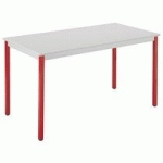 TABLE DE BUREAU ÉCO GRIS CLAIR PIÉTEMENT ROUGE 140 X 70 CM