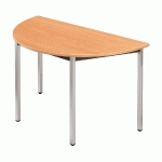 TABLE MODULAIRE DOMINO 1/2 ROND - L. 120 X P. 60 CM - PLATEAU HETRE - PIEDS GRIS