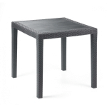 TABLE D'EXTÉRIEUR AGRIGENTO, TABLE DE JARDIN CARRÉE, TABLE BASSE FIXE EFFET ROTIN, 100% MADE IN ITALY, CM 80X80H72, ANTHRACITE - DMORA