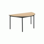 TABLE MULTI-USAGES DEMI-ROND L 140 X P 70 CM, PIÉTEMENT NOIR - CONFORT - PLATEAU HÊTRE - MAXIBURO - HÊTRE