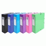 BOÎTE DE CLASSEMENT IDÉRAMA EN CARTE PELLICULÉE 7/10E - DOS 8 CM - COULEURS ASSORTIES - LOT DE 6