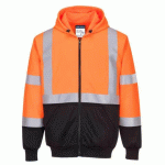 PORTWEST B315 SWEAT HI-VIS BICOLORE ZIPPÉ À CAPUCHE ORANGE/NOIR - TAILLE XXXL