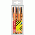 STYLO ROLLER WORKER FINE, ÉTUI DE 4 - LOT DE 2