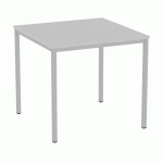 TABLE À MANGER VERSYS AVEC BASE ARGENTÉE RAL 9006 80 X 80 X 743 CM GRIS CLAIR