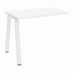 RETOUR DE BUREAU ECLA MANAGER L 100 X P 60 CM BLANC PIÉTEMENT MÉTAL FINITION BLANC