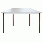TABLE MODULAIRE DOMINO TRAPEZE - L. 120 X P. 60 CM - PLATEAU GRIS - PIEDS ROUGES