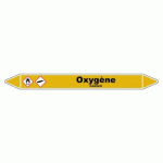 LOT DE 5 - MARQUEUR DE TUYAUTERIE - OXYGÈNE - NFX 08-105 - VINYLE LAMINÉ 450 X 52 MM