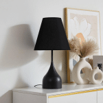 LUCANDE LAMPE À POSER LUOTI, NOIR, TEXTILE, HAUTEUR 57 CM