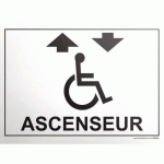PLAQUE GRAVÉE ACCÈS ASCENSEUR+PICTO HANDICAPÉ FOND BLANC